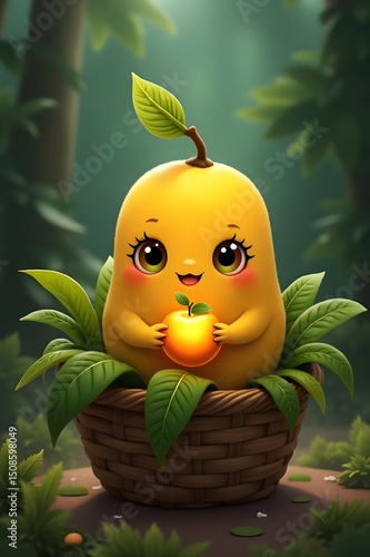 yellow pear in the basket