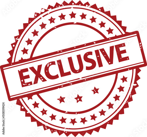 Red Grunge Exclusive Rubber Stamp Seal with Stars for Promotion or Certificate.