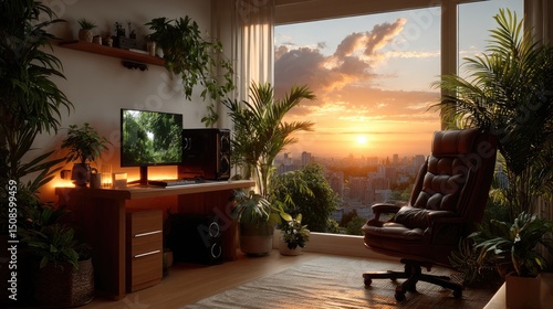 Wallpaper Mural Home office sunset view Torontodigital.ca