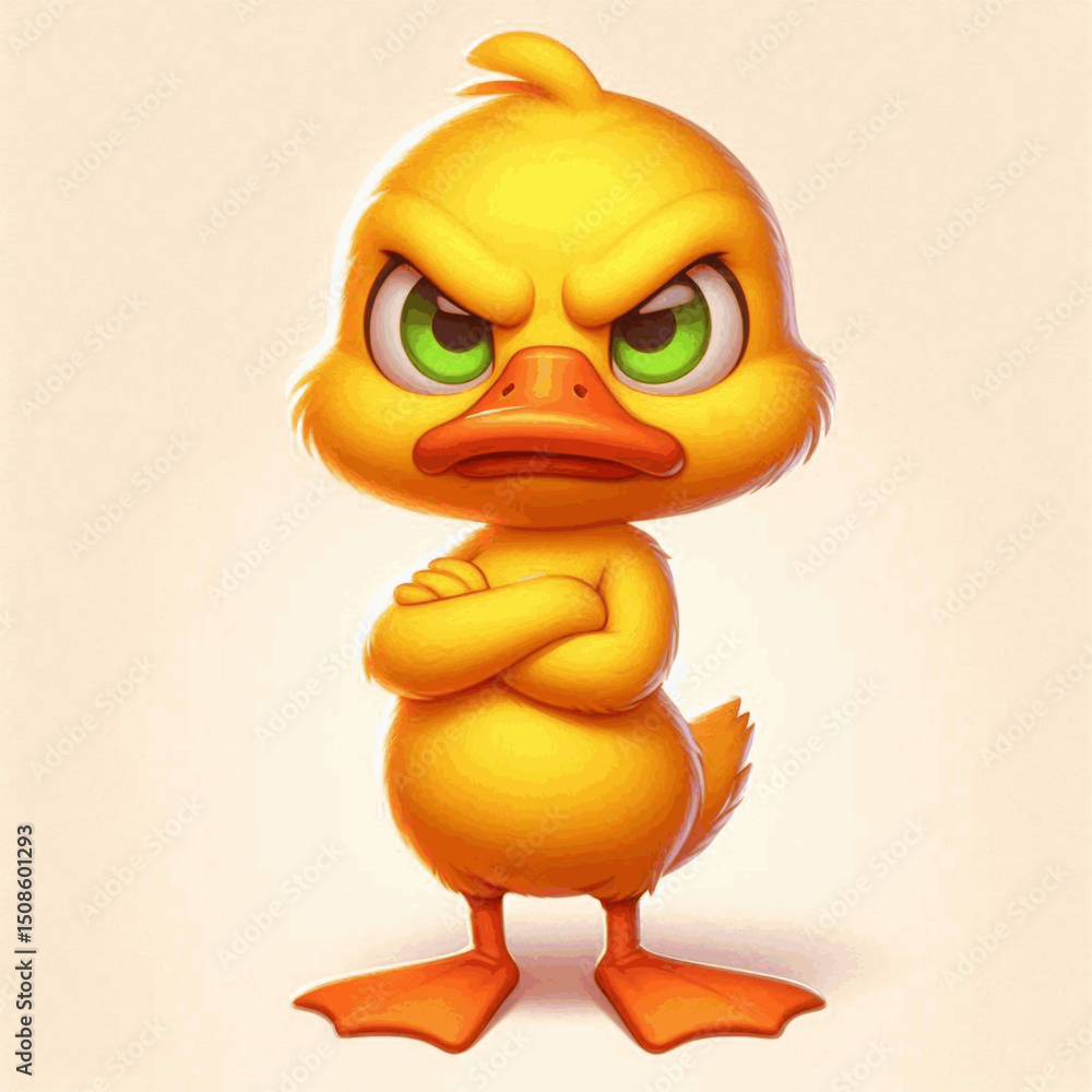 Fototapeta premium Snap Quack Cartoon duck angry isolated watercolor vector illustration svg