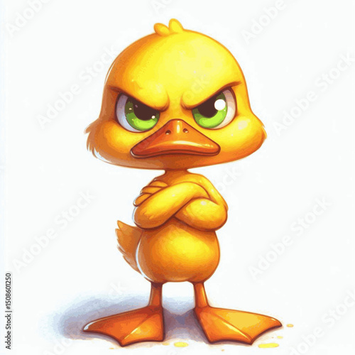 Angry Splash Cartoon duck angry isolated watercolor vector illustration svg