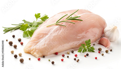 raw chicken breast images and white background