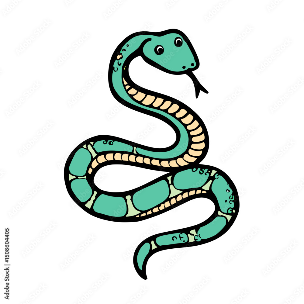 Naklejka premium vector illustration of a cartoon snake