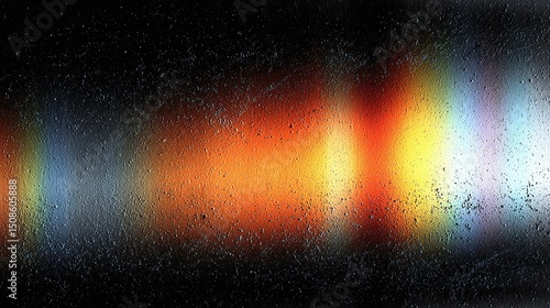 Abstract Spectrum: A captivating blend of fiery oranges and ethereal rainbow hues against a textured black backdrop, evoking cosmic wonder and artistic depth.
