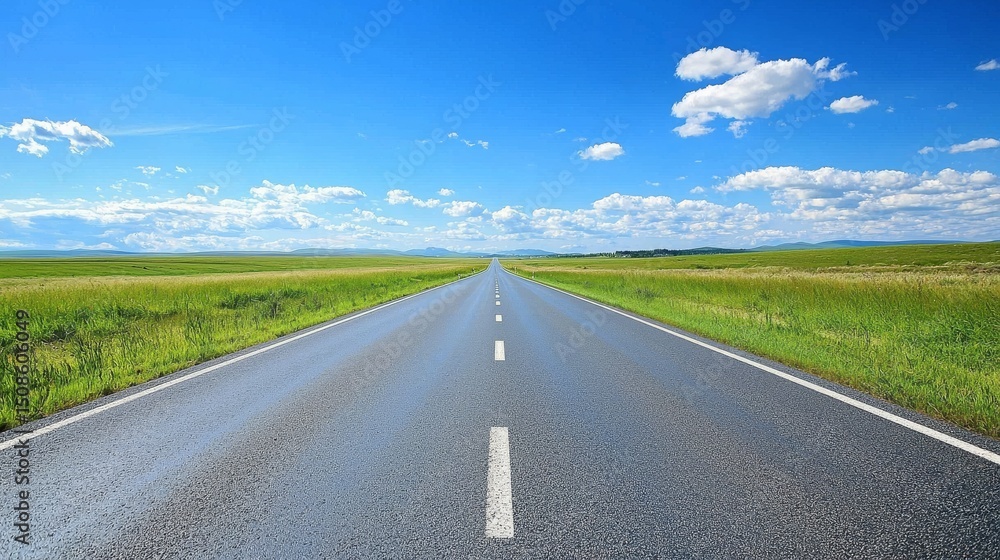 Asphalt Road to Horizon Sunny Sky, Green Fields Image, Road Trip Road, Travel Asphalt Road to Horizon Sunny Sky, Green Fields Image, Road Trip Road, Travel