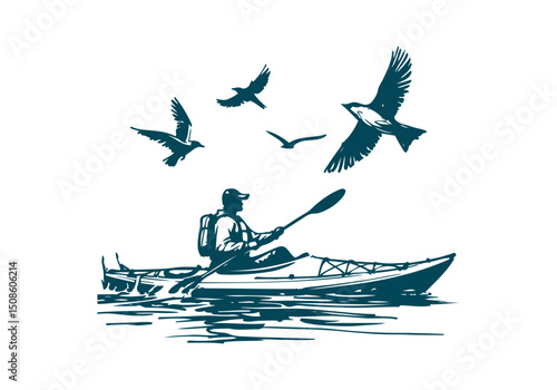 Kayak hand drawn sketch vector illustration
