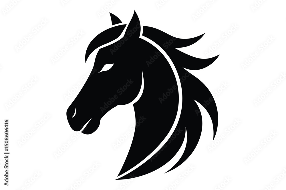Fototapeta premium Wild animal horse head silhouette vector | sharp and smooth minimal art design