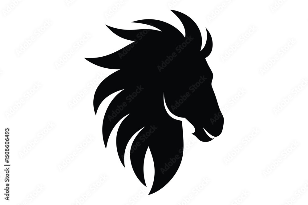 Obraz premium Smooth vector artwork of horse head silhouette | stylish side view black icon