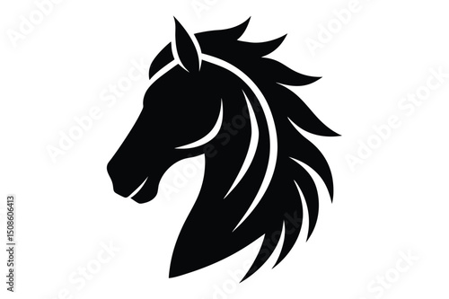 Monochrome horse head silhouette vector art | bold and minimal animal face design