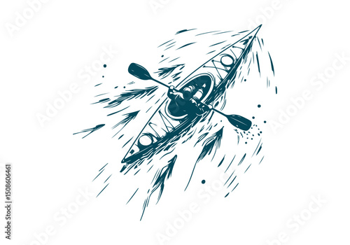 Kayak hand drawn sketch vector illustration