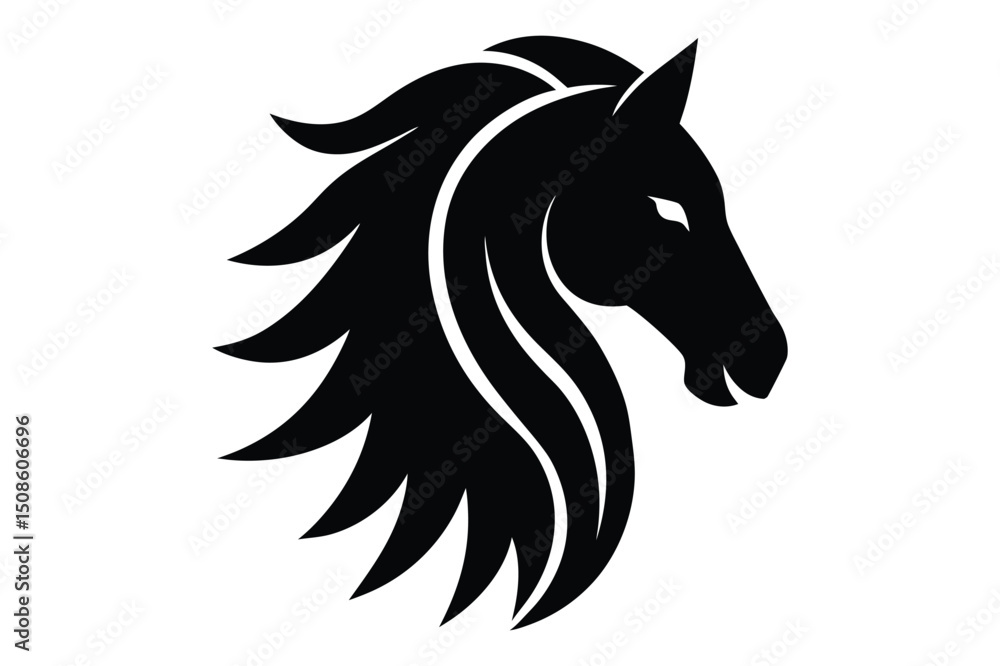 Powerful equine head silhouette vector art | elegant and stylish horse profile Powerful equine head silhouette vector art | elegant and stylish horse profile