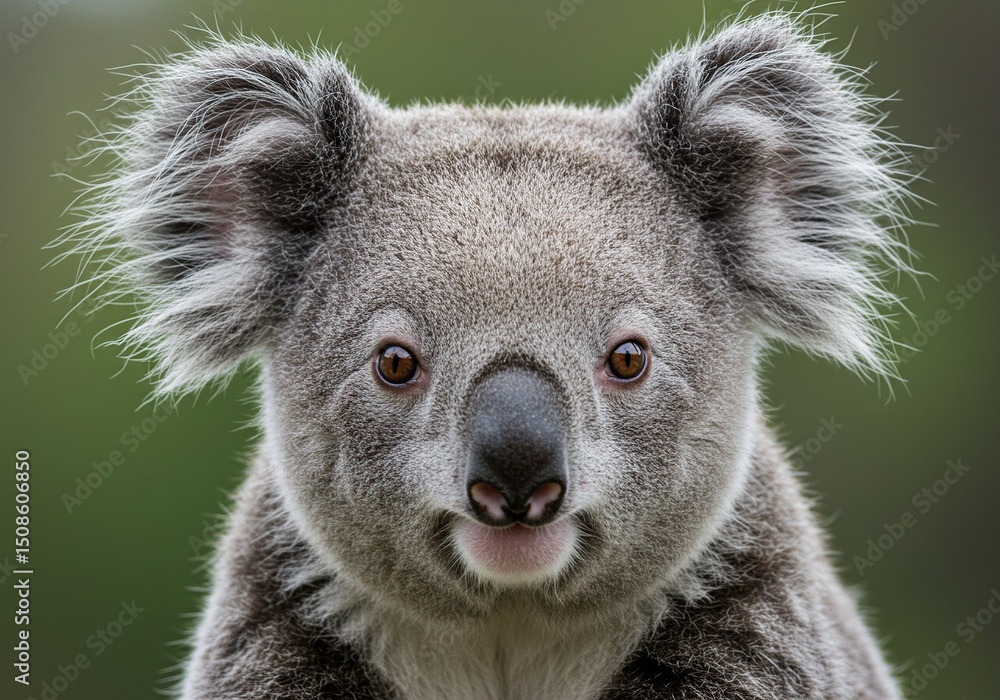 Naklejka premium Close-up of a koala, fluffy ears, soft fur