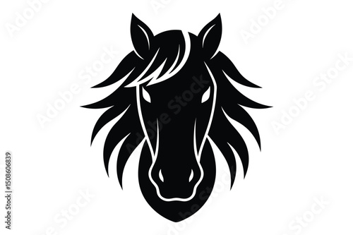 Thin line horse head silhouette vector image | minimal wild animal profile artwork