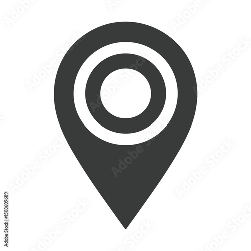 Location pin icon with concentric circles symbolizing GPS or map marker, representing pinpointed locations, directions, or places of interest in navigation systems