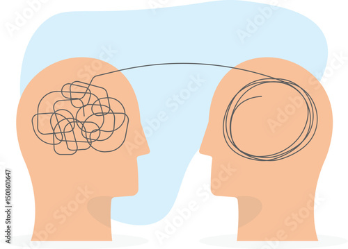 Two humans head silhouette psycho therapy 