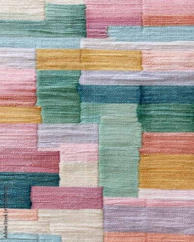 Pastel handwoven ikat pattern for textile design Colorful abstract fabric texture background.