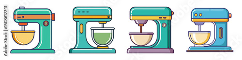Stand Mixer Flat Illustration Simple Kitchen Appliance Vector in Flat Style