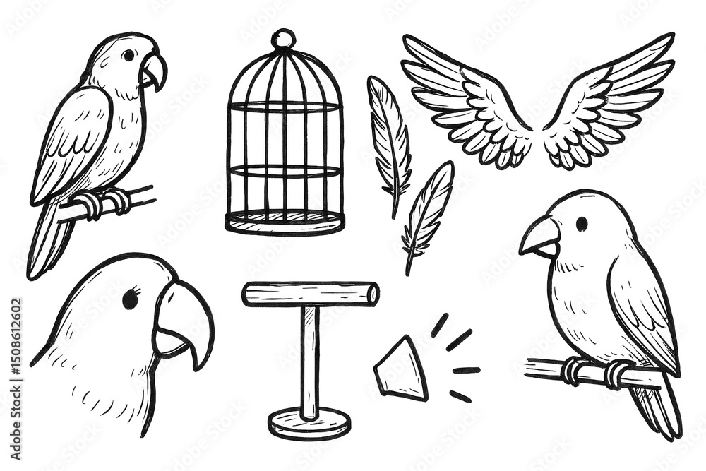Naklejka premium Bird Sketch Icons