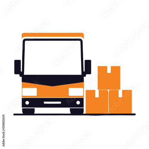 Delivery Truck with Parcel Boxes Vector design.