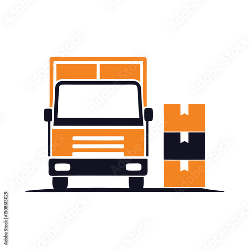Delivery Truck with Parcel Boxes Vector design.