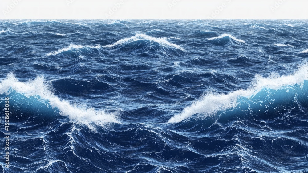 Fototapeta premium Powerful Waves On A Deep Blue Ocean Surface