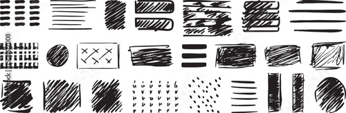 Abstract Hand Drawn Doodle Elements, Vector Illustration.