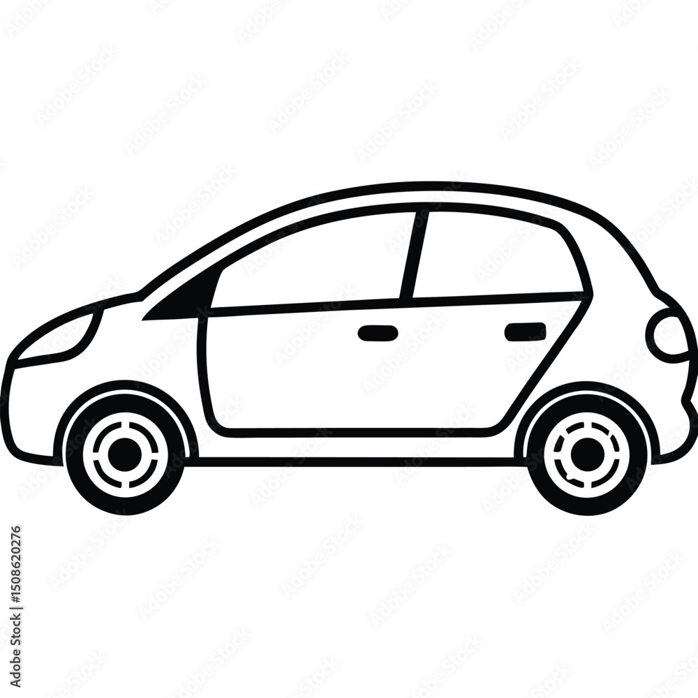 Hatchback Car Line Art, Automobile Vehicle Graphic Hatchback Car Line Art, Automobile Vehicle Graphic