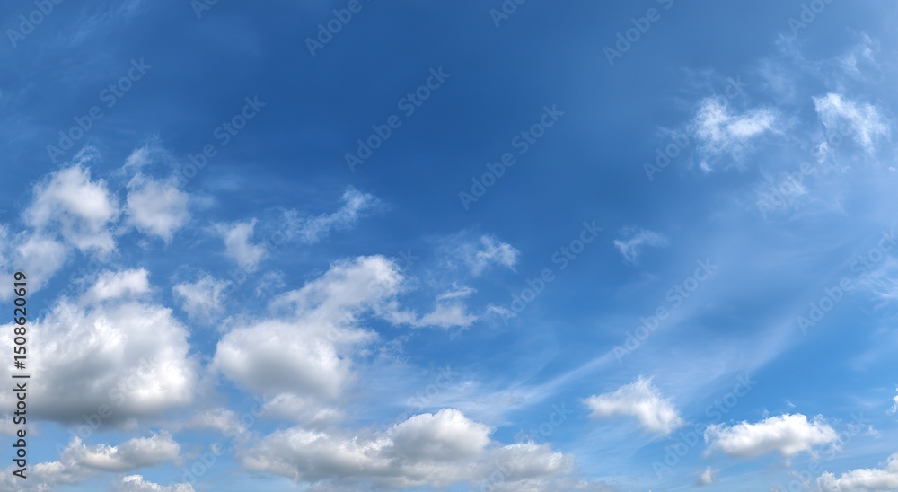 Fototapeta premium Beautiful Blue Sky With Fluffy White Clouds