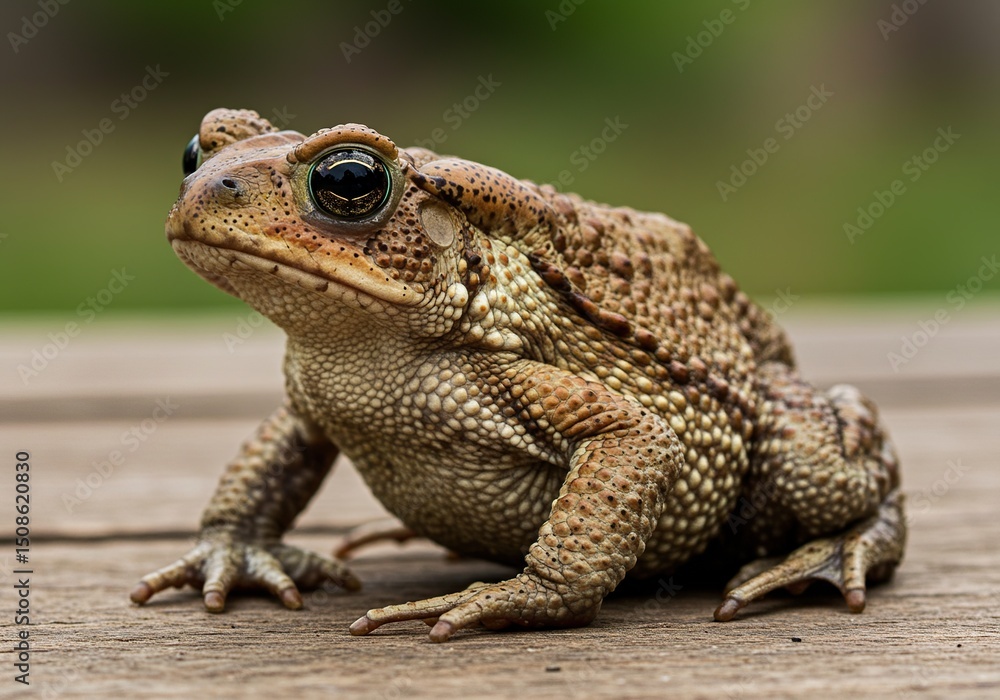 Close-up of a toad on wooden surface Close-up of a toad on wooden surface