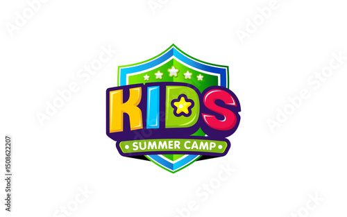 Illustration vector graphic of kids summer camp logo design template
