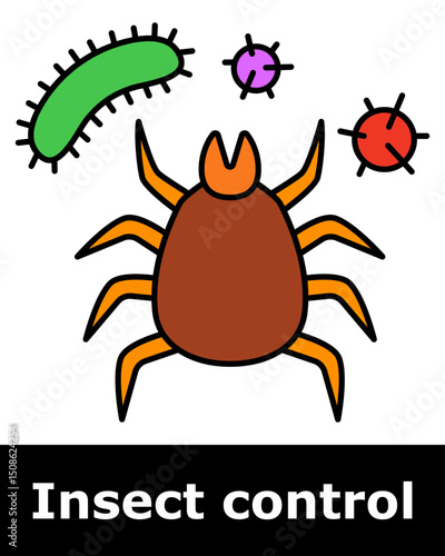 Insect control icon. Mite and germs showing microscopic pests, bacteria presence, infestation, contamination, allergy trigger.