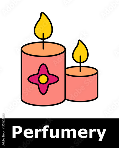 Aromatic candles with floral decoration, symbolizing home fragrance, scented atmosphere, relaxation, perfumery lifestyle, decorative scent products.