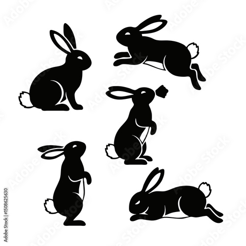 set of bunny silhouettes