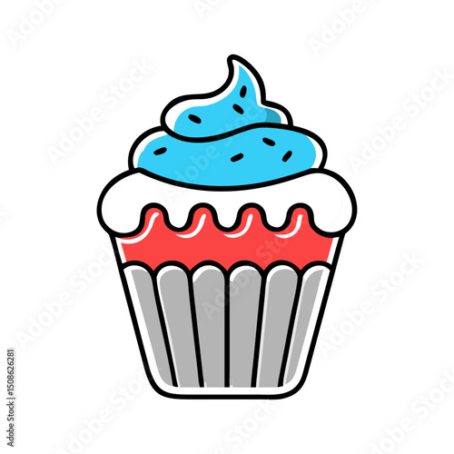 Cupcake with blue icing.