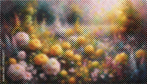 Abstract Halftone Pattern With Vibrant Colors and Dynamic Circular Dots