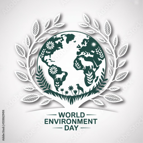 World Environment Day Paper cut style Vector Design , Poster, Banner, Advertising, Greeting Card. vector isolated on white background. Vector illustration.
