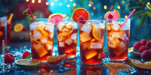 Delicious Iced Tea Beverages. Featuring Blank Space for Text