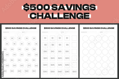 $500 Savings Challenge Printable Tracker Sheet