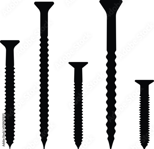 Screw icons set. Simple illustration of screws symbol in flat. Vector illustration.