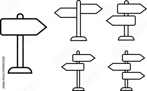 Arrow Road traffic sign board set. Blank board with place for text. Danger blank warning empty signs. Traffic sign board mockup group. Transportation guidance board. advertising Board line