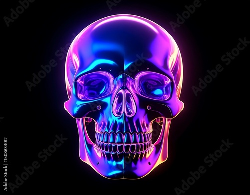 Colorful skull on black background