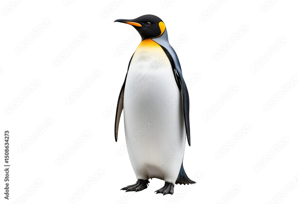 Fototapeta premium Majestic King Penguin Standing Isolated on Transparent Background