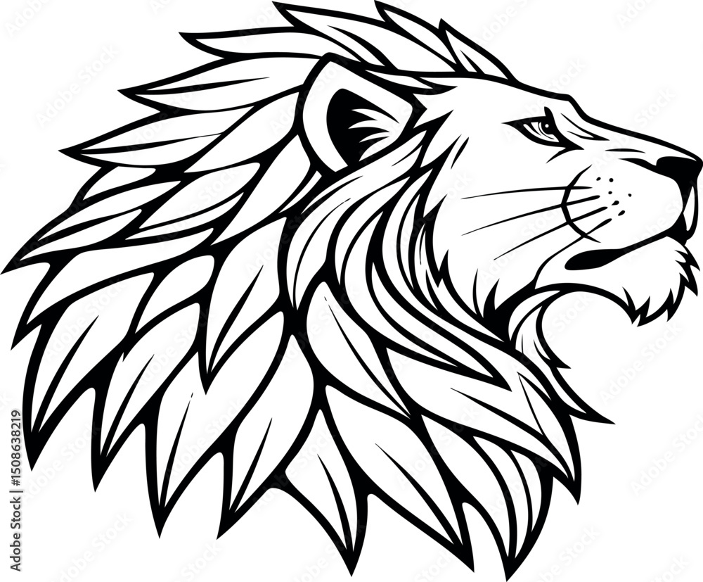 Obraz premium Lion Head Outline Vector vector and transparent