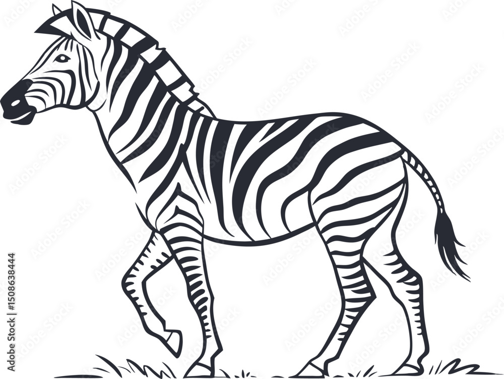 Obraz premium Zebra Side View Line Drawing