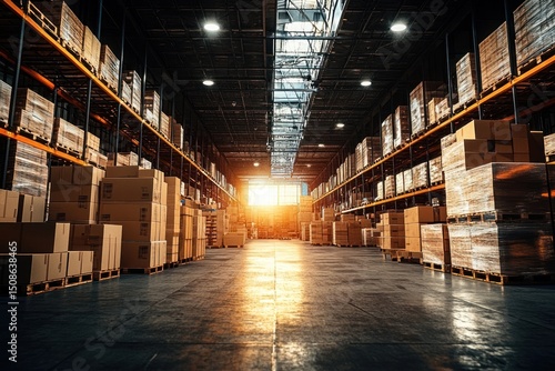 Wallpaper Mural Contemporary logistics warehouse boxes industrial. Torontodigital.ca