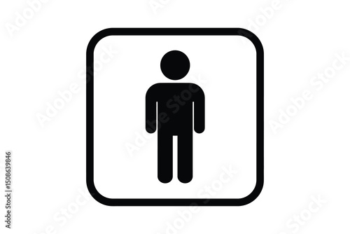 Mens restroom sign, universal pictogram, gender neutral, public facility icon design