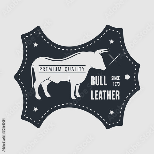 Leather craft, Bull leather logo design. Vector illustration