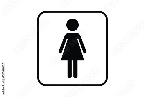Woman restroom sign, ladies room symbol, female bathroom icon, vector graphic art