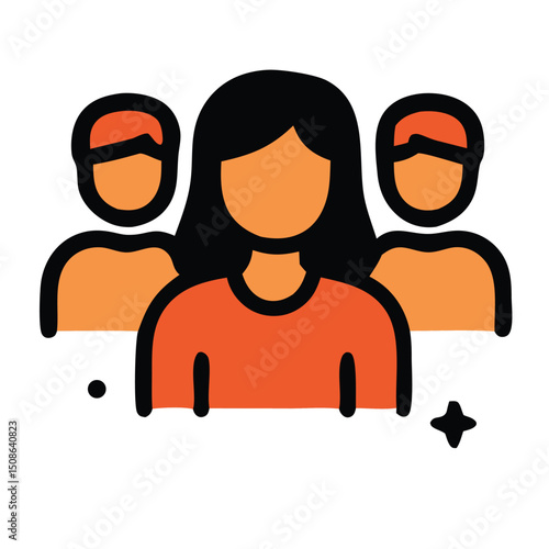 Teamwork Icon - Diverse Group, Leadership, Collaboration
