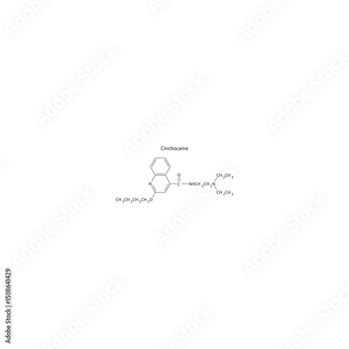 Cinchocaine skeletal formula. Simple schematic illustration of local anesthetic drug molecule.